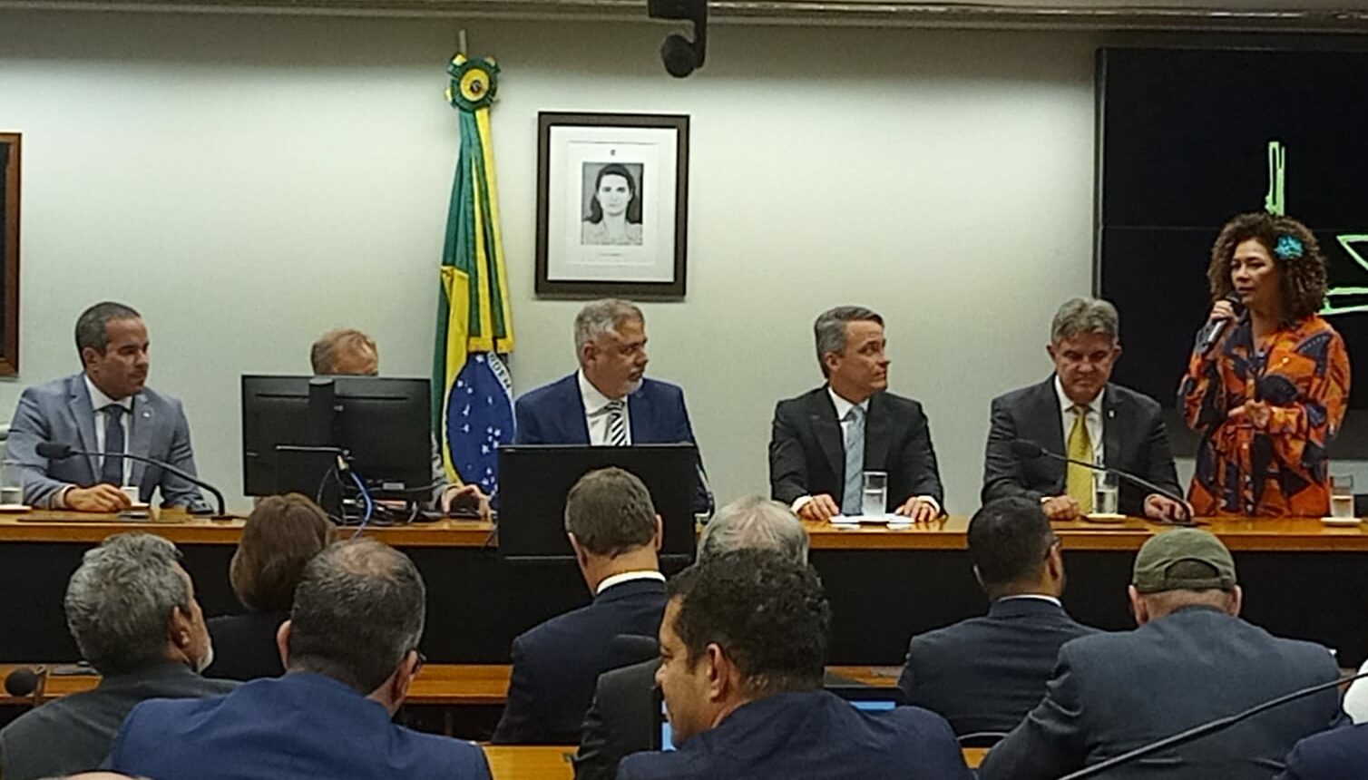 A Diretora da Agência Brasileira de Desenvolvimento Industrial (ABDI), Perpétua Almeida, fala durante a cerimônia de posse da nova diretoria da Assespro, em Brasília
