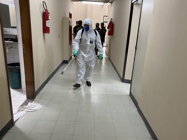 Grupamento de Fuzileiros Navais de Brasília realiza desinfecção no Centro de Progressão Penitenciária SEAPE