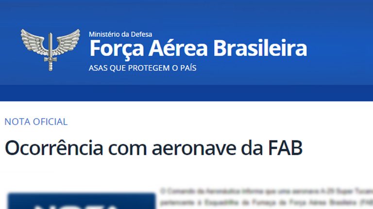 NOTA OFICIAL – Ocorrência com aeronave da FAB