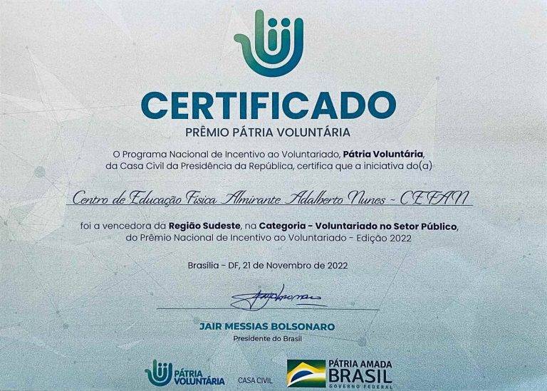 PROFESP do CEFAN conquista o prêmio Voluntariado da Presidência da República – Edição 2022