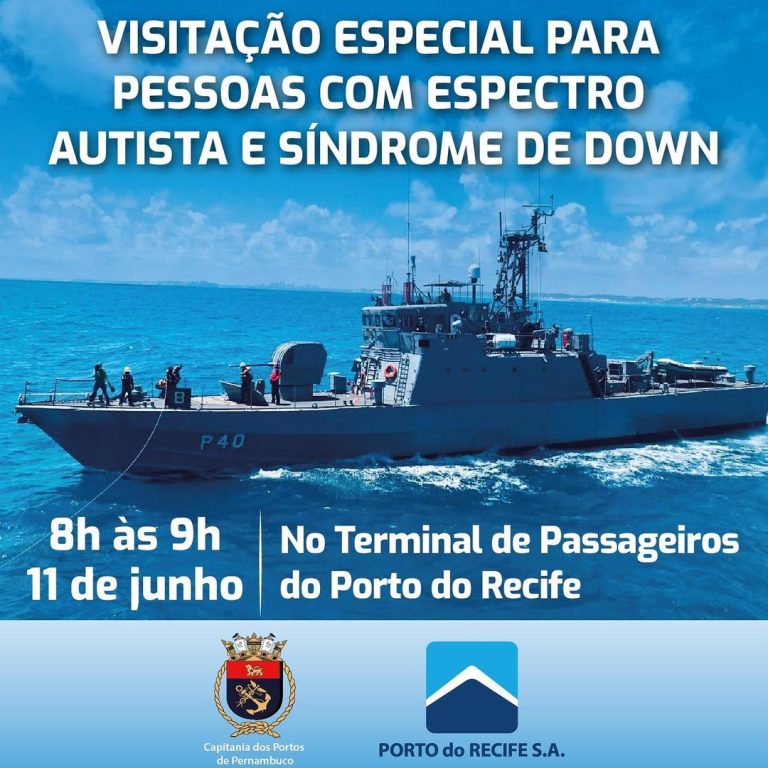 Marinha do Brasil e Porto do Recife organizam visitação especial para pessoas com TEA e Síndrome de Down