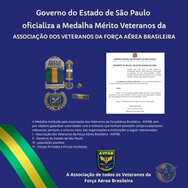 São Paulo oficializa Medalha “Mérito Veteranos da AVFAB” sem custos públicos
