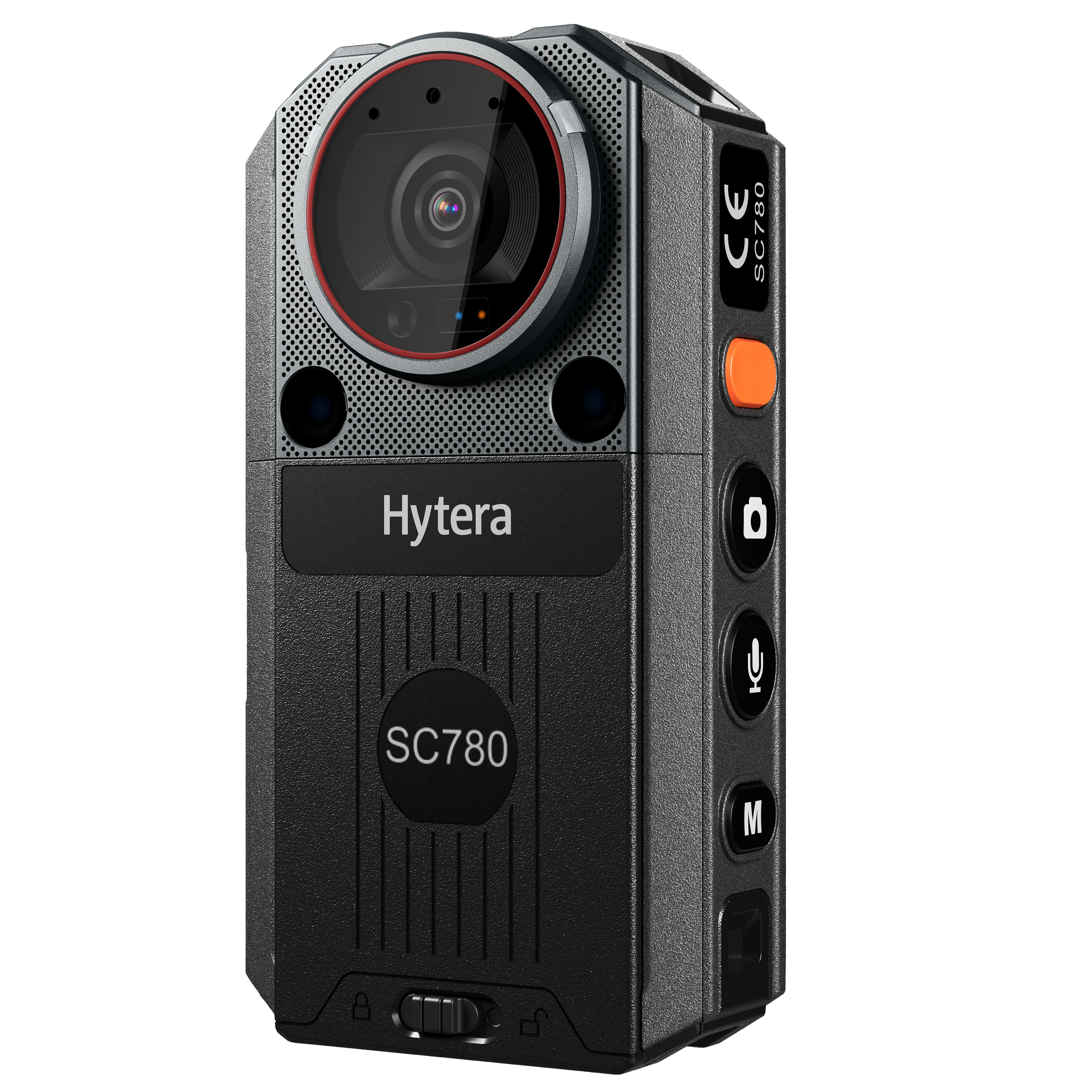 Câmera corporal Hytera SC780 em close-up.