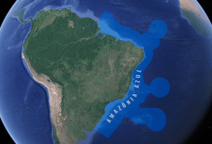 Mapa da Amazônia Azul no Brasil