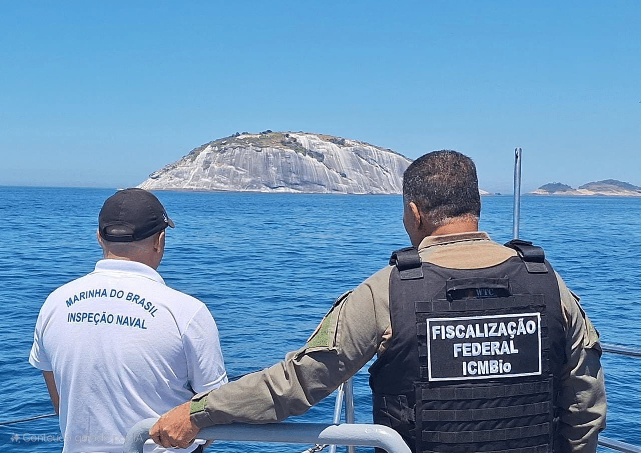 Agentes da Marinha em fiscalização no mar