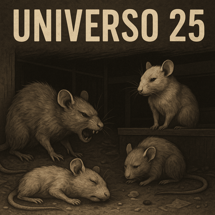 Ilustração de ratos em ambiente urbano.