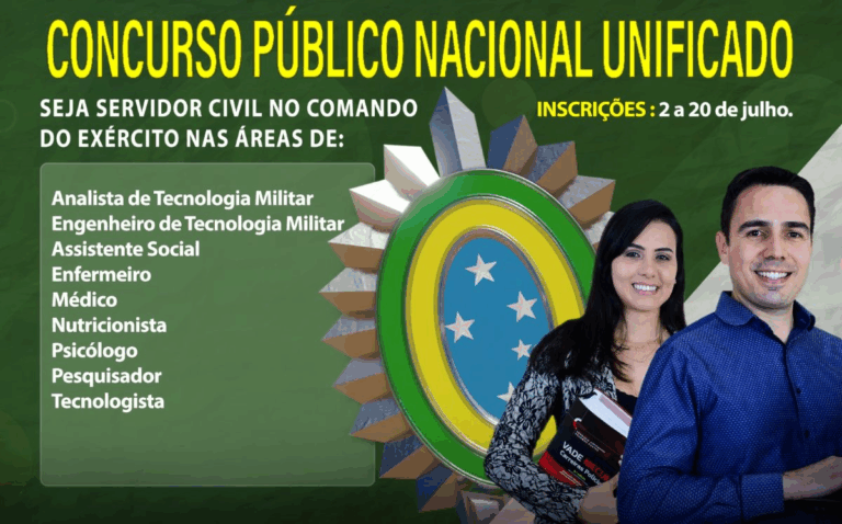 Concurso público nacional, inscrições 2 a 20 julho.